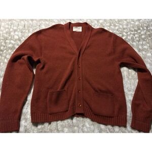 Vintage Jantzen USA Rust Cardigan Sweater Size Large Grunge Grandpa Grandma